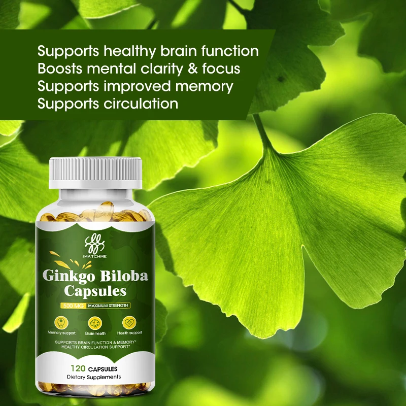 Natural Ginkgo Biloba Extra Supports Brain Function & Memory Support Nootropic Brain Supplement 120 Vegetarian Capsules ginkgo biloba supplement
