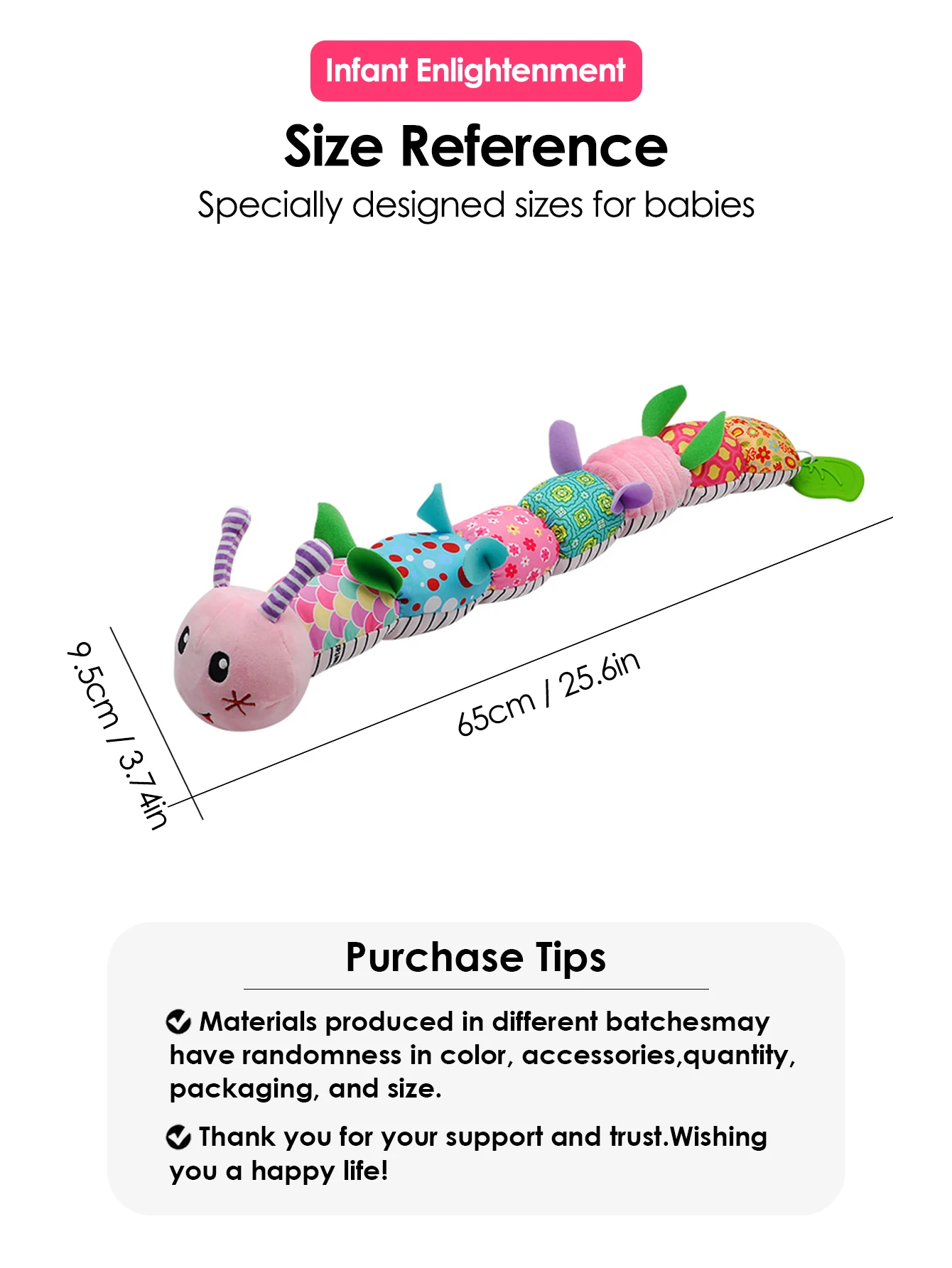 Baby Rattle Musical Caterpillar Worm Soft Infant Plush Toys Educational Interactive Sensory Toy for Babies Newborn Toddler Gift
