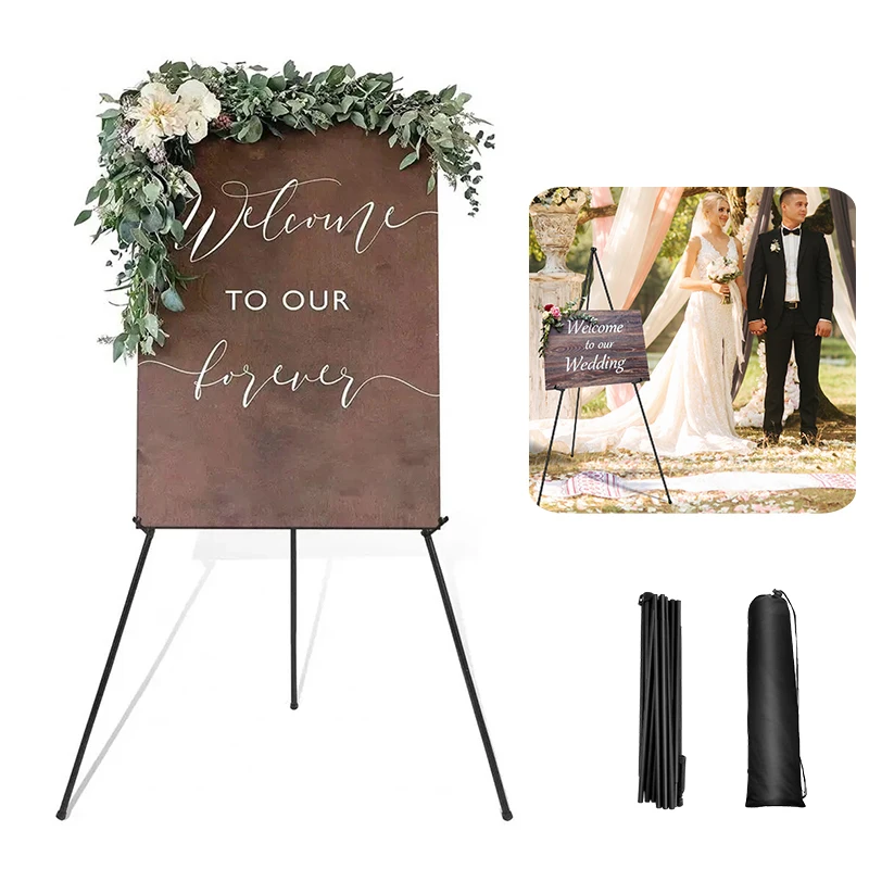 A+ 63" Floor Easel Stand Wedding Sign Poster Display w/Bag - Adjustable Height Foldable for Party Decor Graduation Promotions