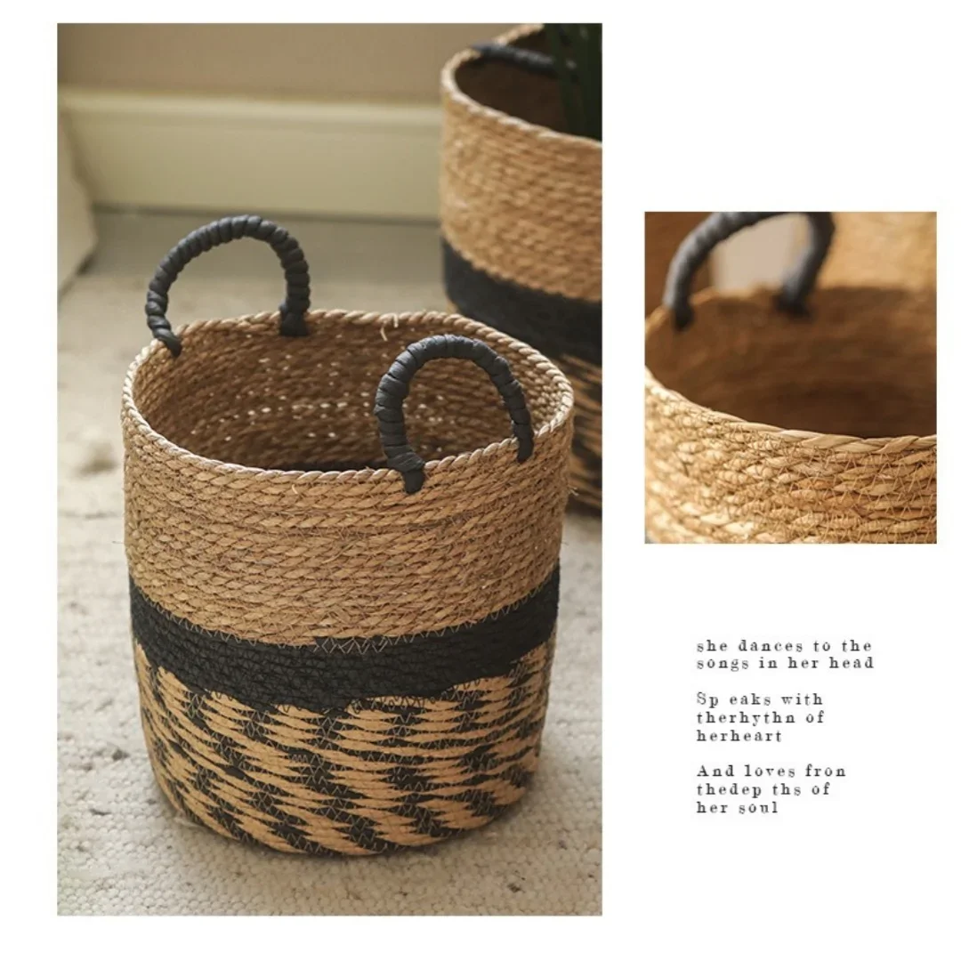High Quality Wicker Basket For Planter Natural Flower Pot Bamboo Seagrass Woven Storage Baskets Toy Holders Home Garden Deco 3