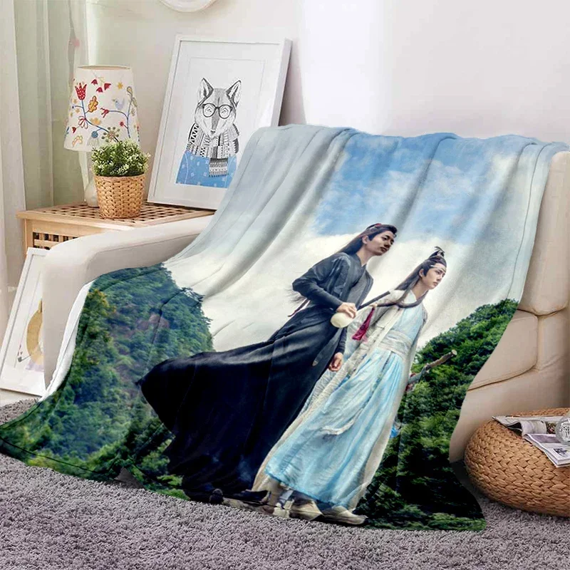Drama The Untamed xiao zhan wang yi bo Soft Throw Blanket Throw Blanket Soft Cartoon Printed Bedspread Bedspread Sofa Gift 2