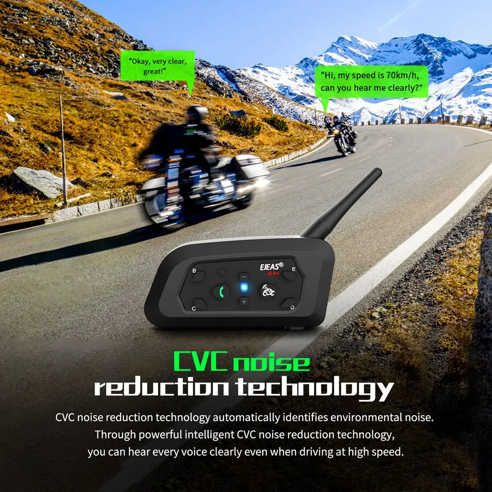 Ejeas v6 pro + motorrad intercom helm bluetooth headset 6 fahrer 800m kommunikator wasserdicht v 5,1 musik player sprechanlage – Detail 6