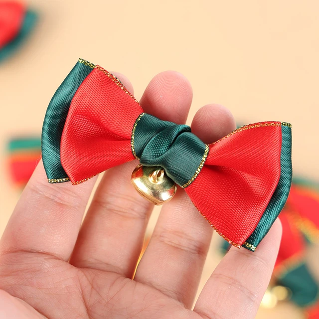 Mini nœud papillon de Noël rouge et vert, décorations d'arbre de Noël,  cadeau d'artisanat, ornement de fête, 7 pièces - AliExpress