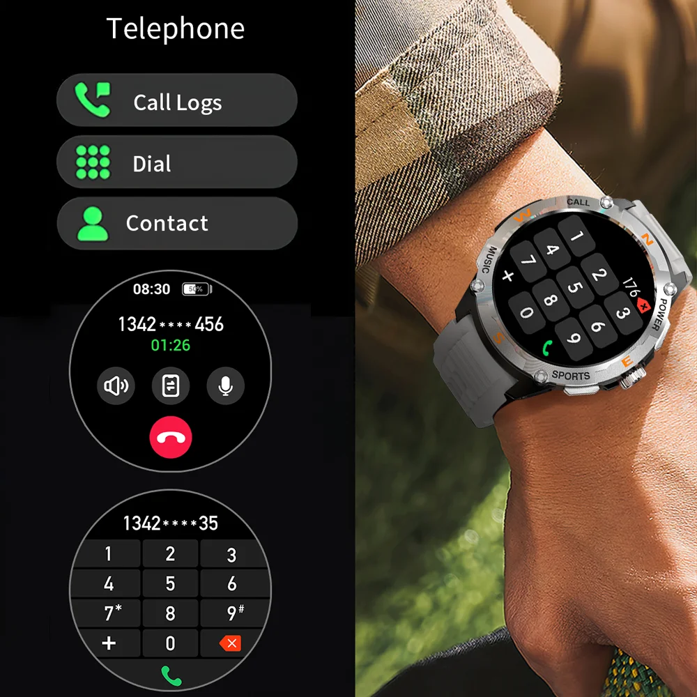 GPS Smart Watch Woman Men 1.43'' AMOLED Screen Always Time Heart Rate Sport Waterproof Outdoor Sport BT Call Smartwatch 2025 New