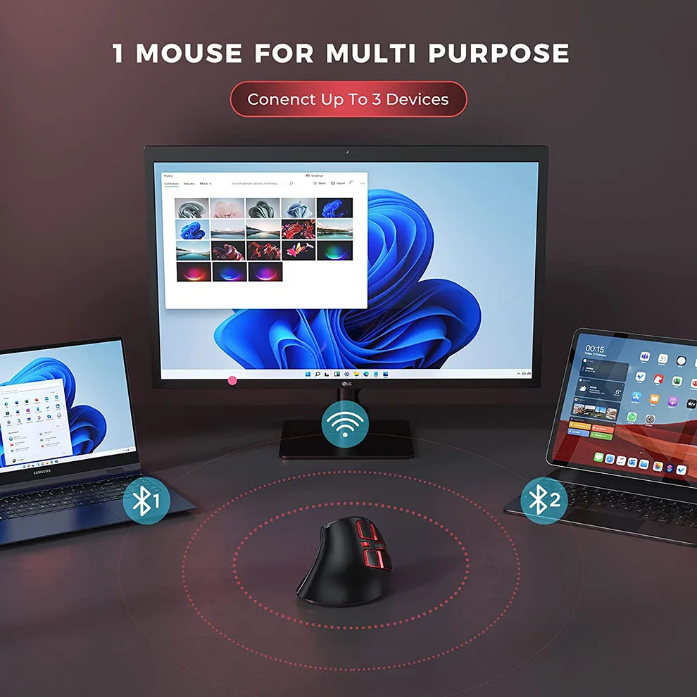 fio recarregável silencioso clique ergonômico mouse para