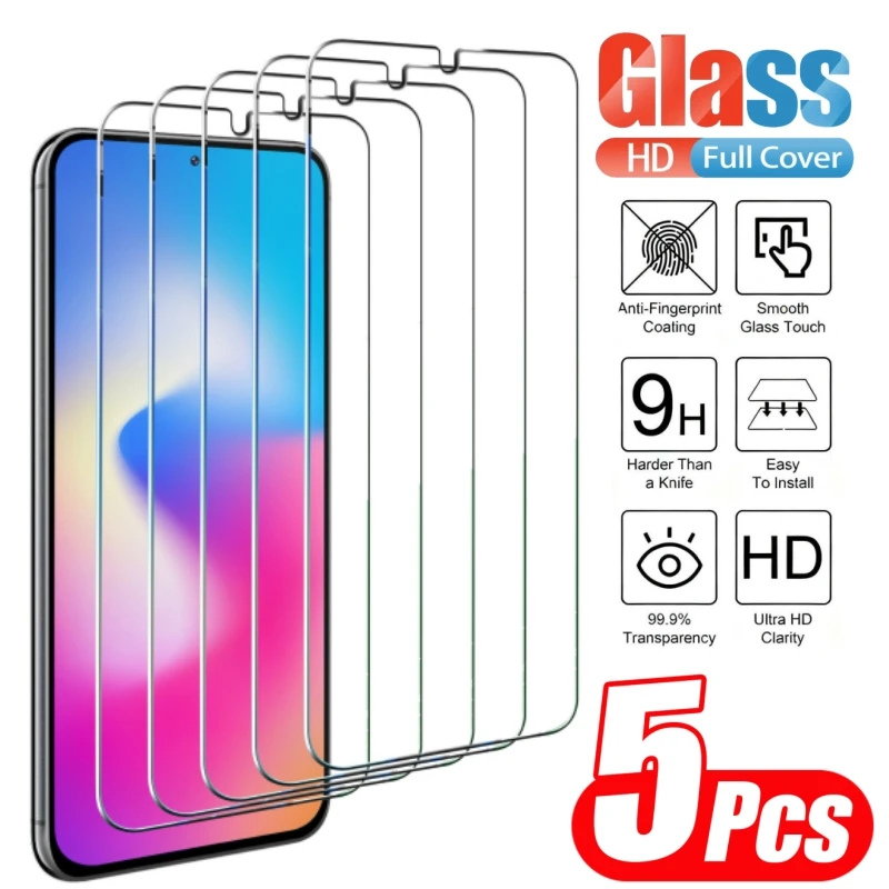 Premium 5-Pack HD Tempered Glass Screen Protectors Glass Protection Film