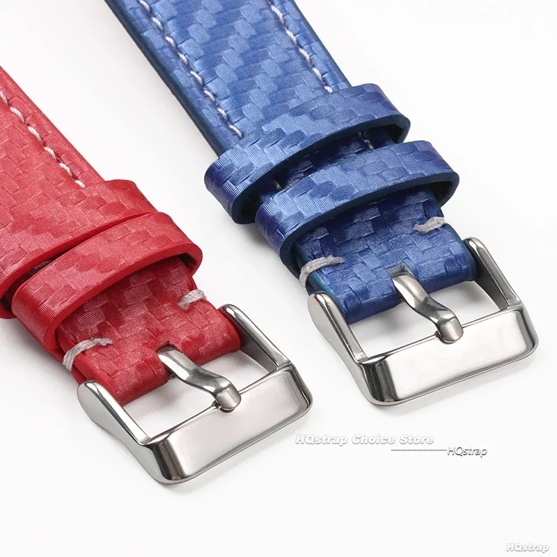 Sleek Carbon Fiber Leather Watchband - Premium Calfskin Strap