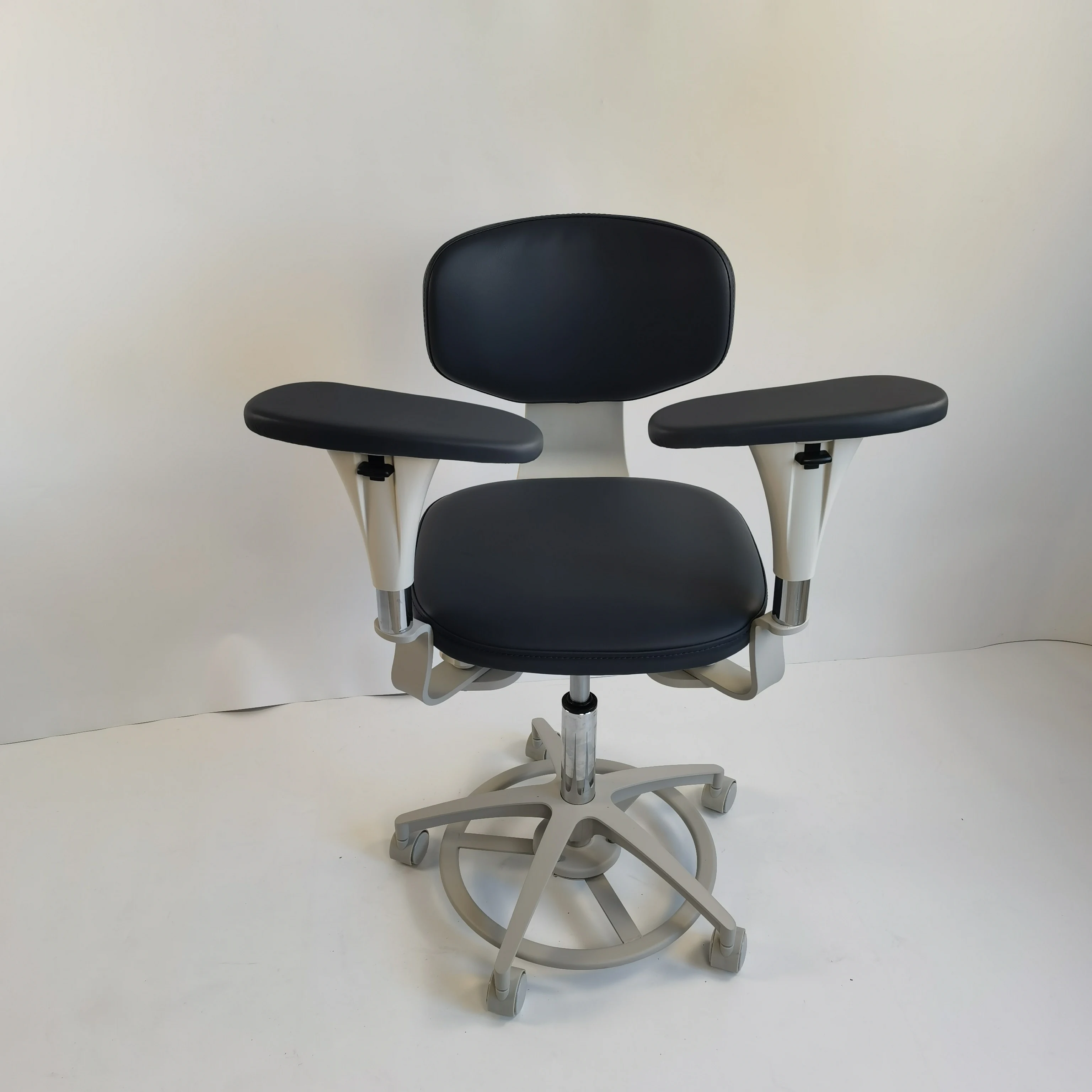 Medical Dental Saddle Assistant Chair Stool With Rotatable Armrest And Ergonomic Back Support For Dentist Microscope Operator