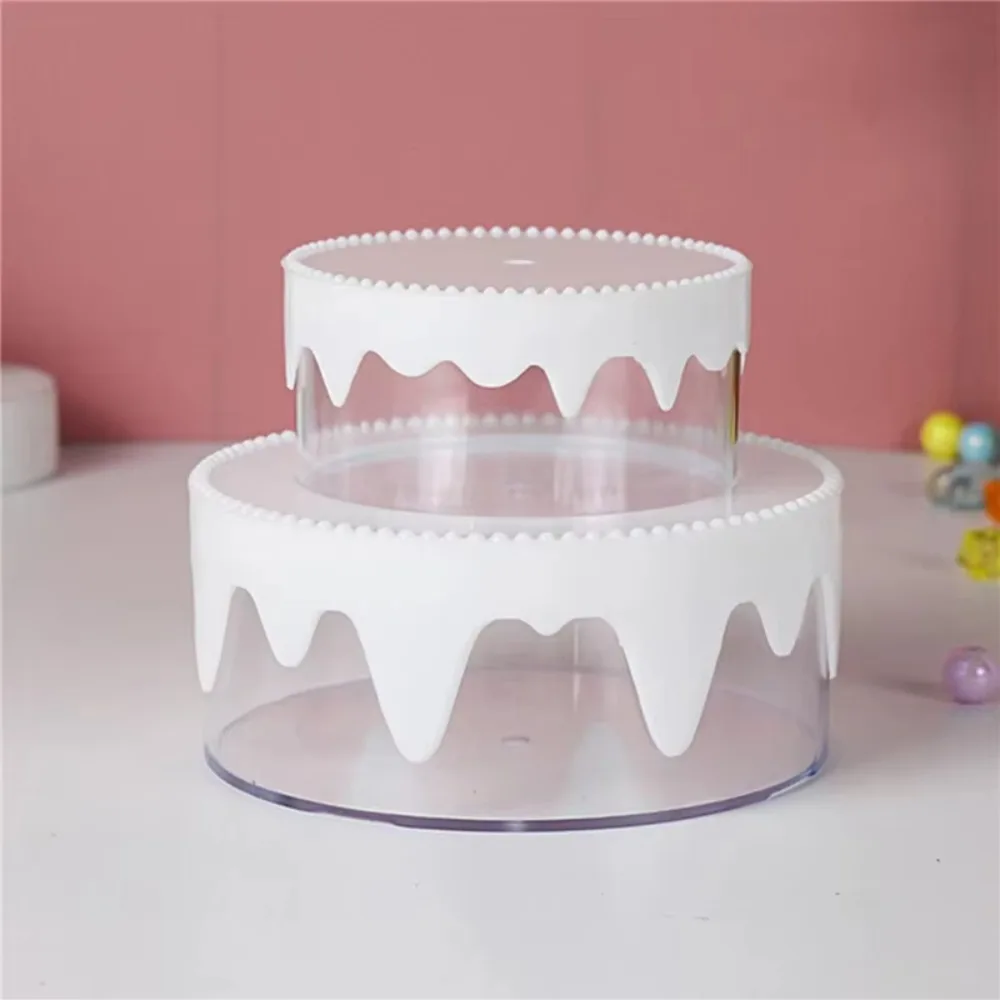 귀여운 투명 크림 케이크 상자 케이크 모양 이중층 플라스틱 상자 수제 DIY 보관 상자