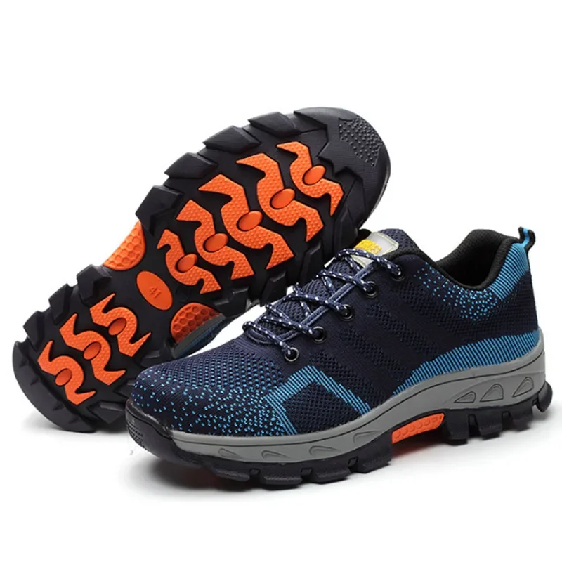 Spring Summer Work Shoes Men Fashion Mesh Breathable Steel Toe Casual Boots Labor Insurance Mens Safety Shoe