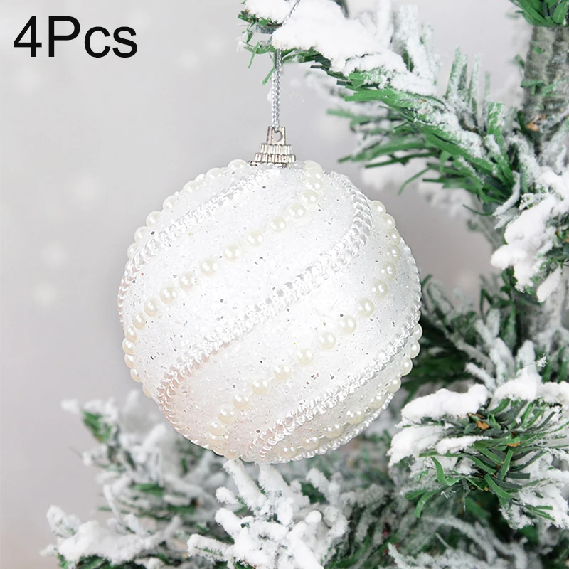 Bolas de Navidad blancas de 8 cm, adornos para árbol de Navidad, decoraciones navideñas para el hogar, bolas de espuma decorativas para árbol de Año Nuevo 2023, 3 piezas/caja