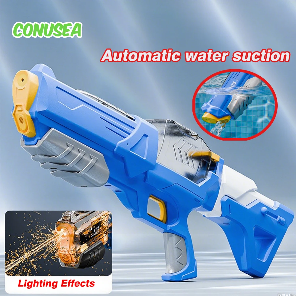 Electric Water Gun Automatic Water Suction Guns LED Shooting Pistol Watergun Outdoor Games Pool Beach Toy for Children Boy water guns water toy launcher