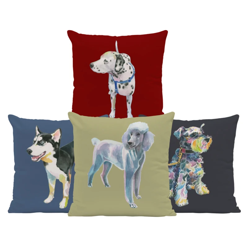 

Home Decor Dog Cushion Cover Greyhound French Bulldog Pillow Cover Blue Gamer Chair Sofa Pillow