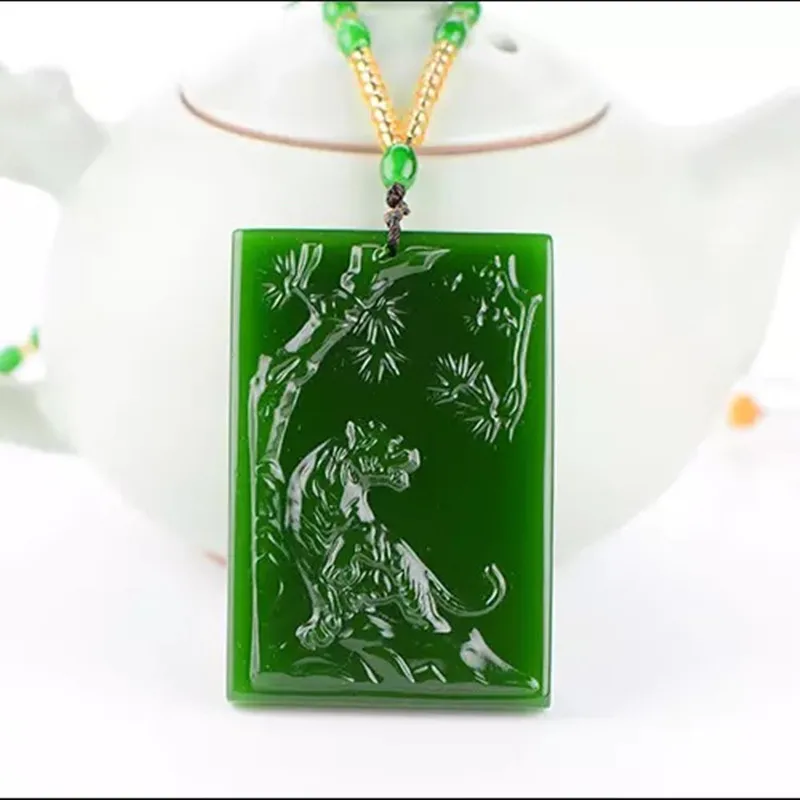 

Натуральная Зеленая ручная резьба, натуральный зеленый нефрит, драгоценности, тигр, шпинат, зеленый нефрит, бренд, тигр, Нефритовый Кулон