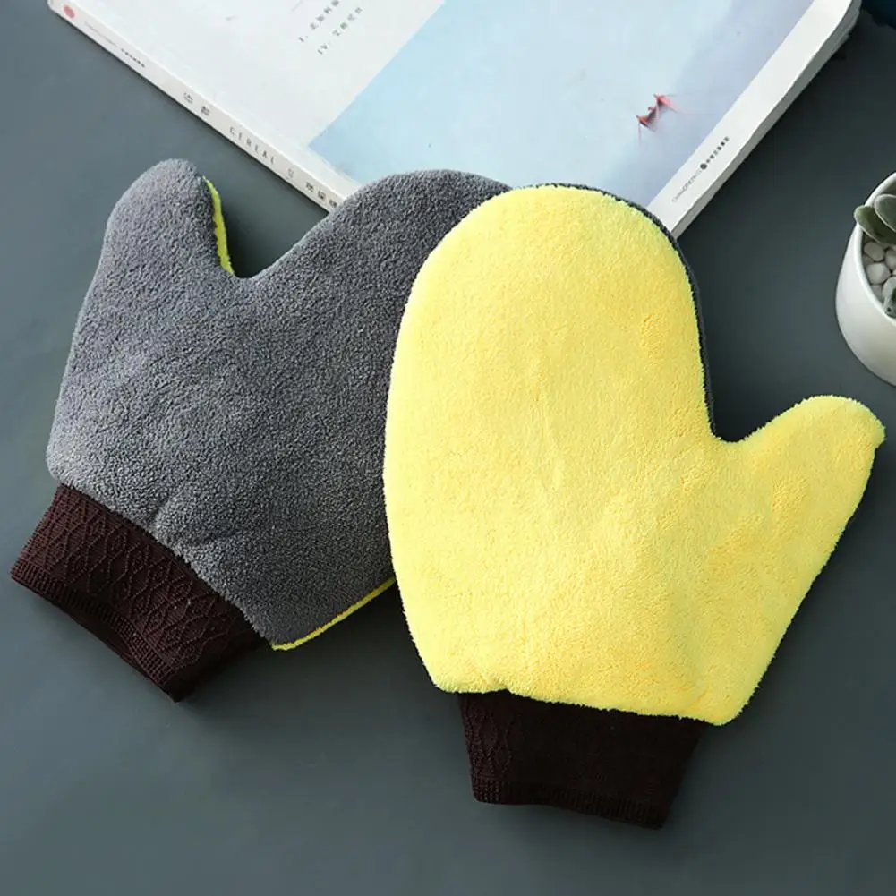 1Pc Car Wash Mitt with Thumb Coral Fleece Double-sided Absorbent Auto Cleaning Glove Detailing Beauty Washing Gloves car cleaning gloves microfiber car mitt microfiber cleaning gloves microfiber washing gloves microfiber gloves