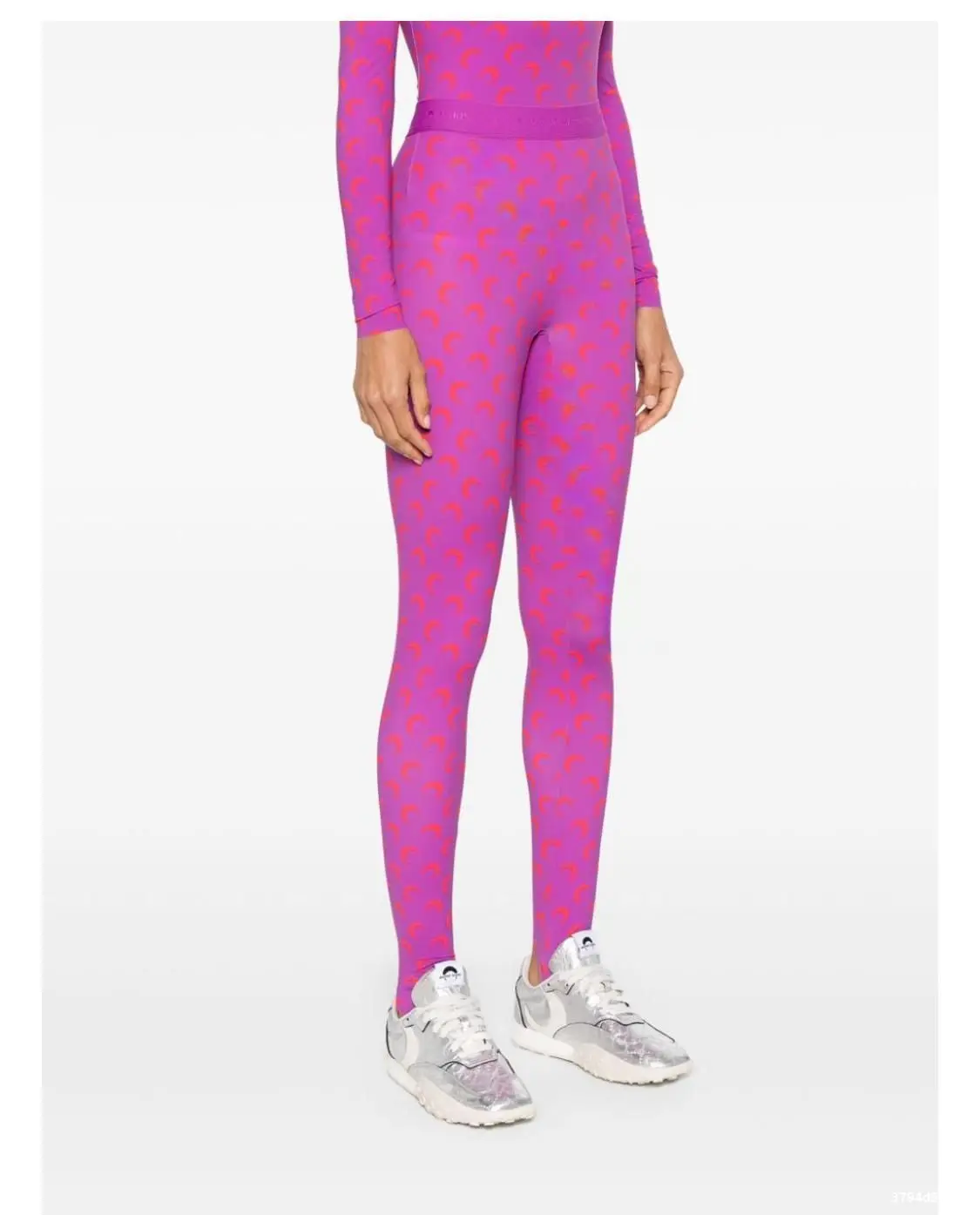 Tummy Control Leggings High Waisted Women Solid Color Stretchy Moon Print Ice Silk Retro Versatile Pants