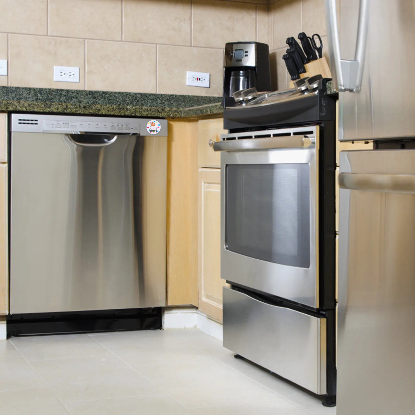 식기세척기 청결/오염 표시 자석 양면 사용 가능 자석 스티커 (식기세척기, 세탁기, 세탁기용)