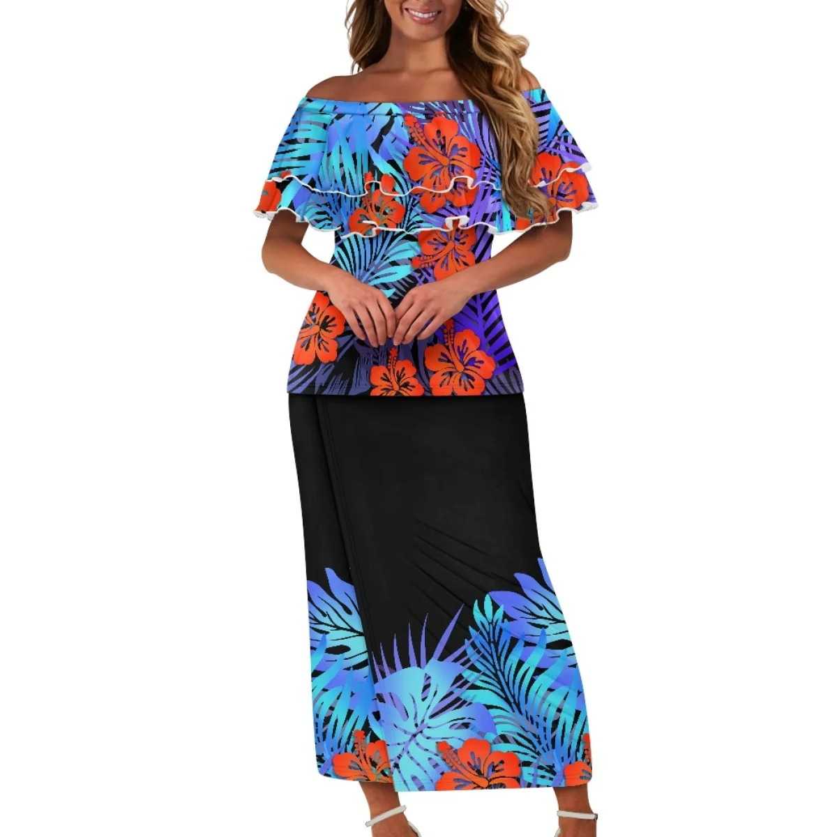 chinese dress ladies ArtistMixWay Women's Traditional Polynesian Puletasi Samoa Dress Short  Sleeve Top Dress 2 Piece Set,American Samoa,XS at Amazon Women's Clothing  store