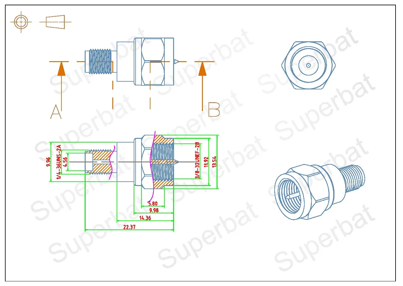 SMA Female to F Male Straight RF Coaxial Connector Adapter
