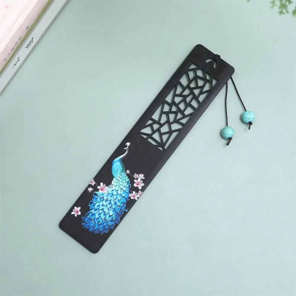 Chinese Style Wooden Color Painted Bookmark Pagination Mark Retro Carving Ebony Book Clip Students Learning Stationery Supplies wooden bookmark,bookmark page holder,bookmark holder