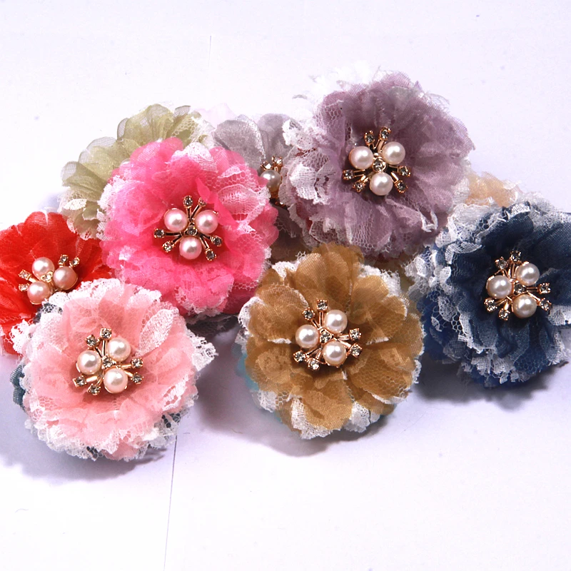 

5.2cm Lace Flowers Fashion Hair Accessories girls Hair Clips Hair Bows for Making Corsage Headband Hairband Supplies