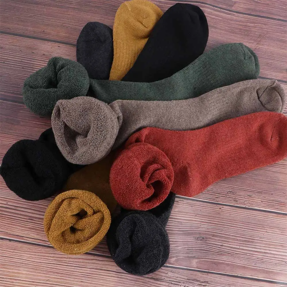 

Trendy Elastic Winter Wool Thicken Cotton Solid Color Women Long Stockings Above Knee High Socks JK Stockings