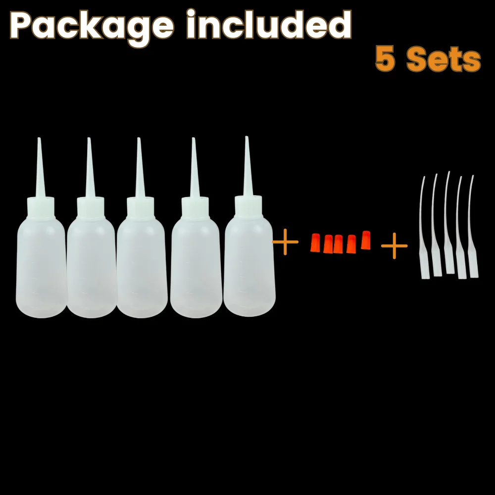Spender-Applikator-Set, leere Kunststoff-Quetschflaschen, Tropfrohrdüse und Nadel mit stumpfer Spitze, funktioniert für Flüssigkleber und Tinte – Detail 10