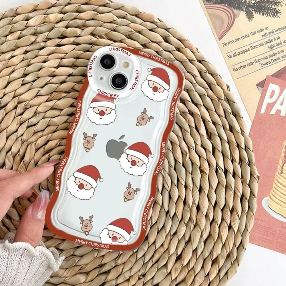 Merry Christmas Wave Transparent Silicone Phone Case - Soft and Stylish Protective Shell