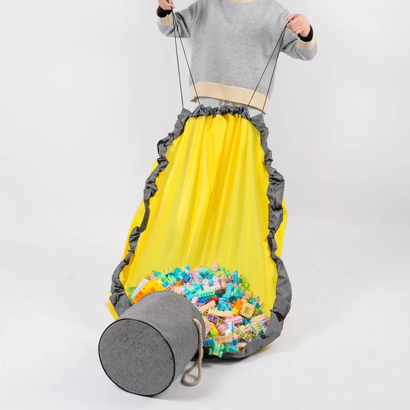 Kids Play Mat Toy Large Capacity Organizer Foldable Storage Bag for Building Blocks Dolls Carry Handle Childrens Room Decor