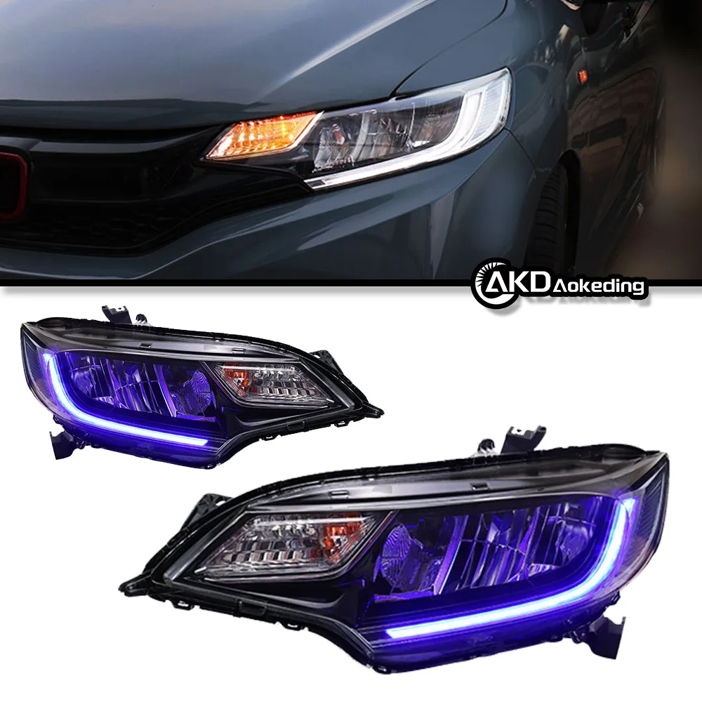 

Auto Parts For Honda Fit Jazz Headlights 2014-2020 wing Styling LED Daytime Lights Dual Projector DRL Car Accesorios Modified
