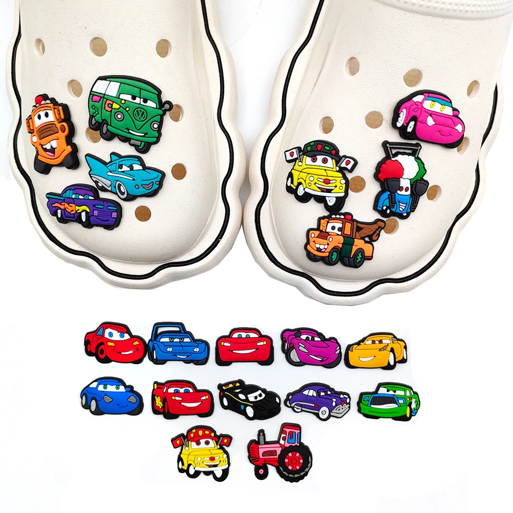 9-41PCS 디즈니 자동차 라이트닝 맥퀸 굴삭기 신발 참 믹스 도매 PVC 장식 버클 분리형 방수 크리스마스 선물