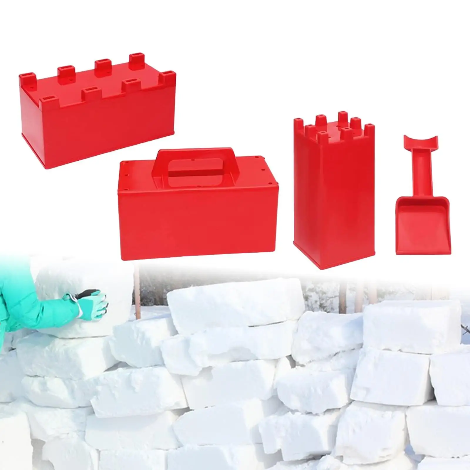 4 Pieces Sand Castle Model Snow Brick Building Maker,Sandbox Play Outside Beach and Snow Toy,Snow Building Block for Children 4