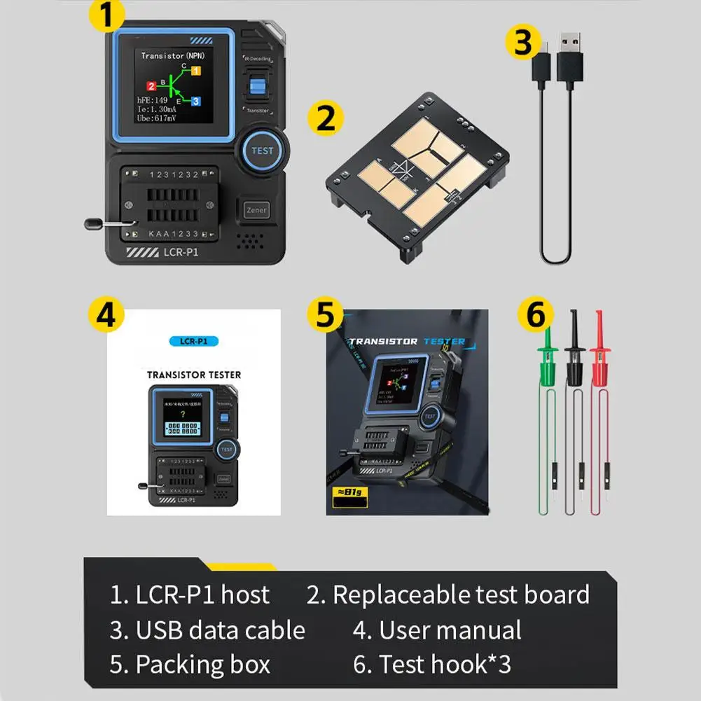 LCR-P1 Transistor Tester Multifunction Diode Triode Capacitance Resistance Meter LCR Meter NPN PNP MOSFET IR Tester transistor tester