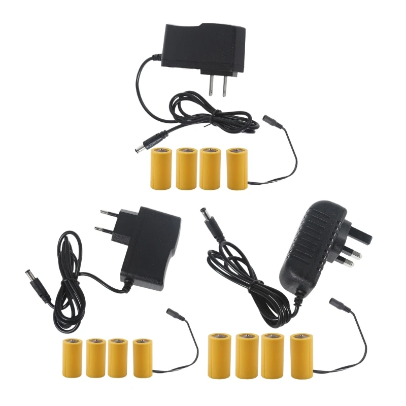범용 6V LR14 C 제거기, 4x1.5V C 크기 교체, LED 조명, 전자 장난감, 110V, 220V, 50Hz, 60Hz