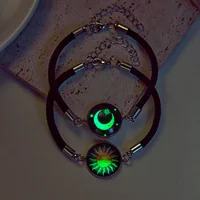 Luminous 2PCS/Set Stainless Steel Couples Bracelet For Women Lover Sun Moon Rope Charm Friendship Party Valentine Jewelry Gift - Image 3