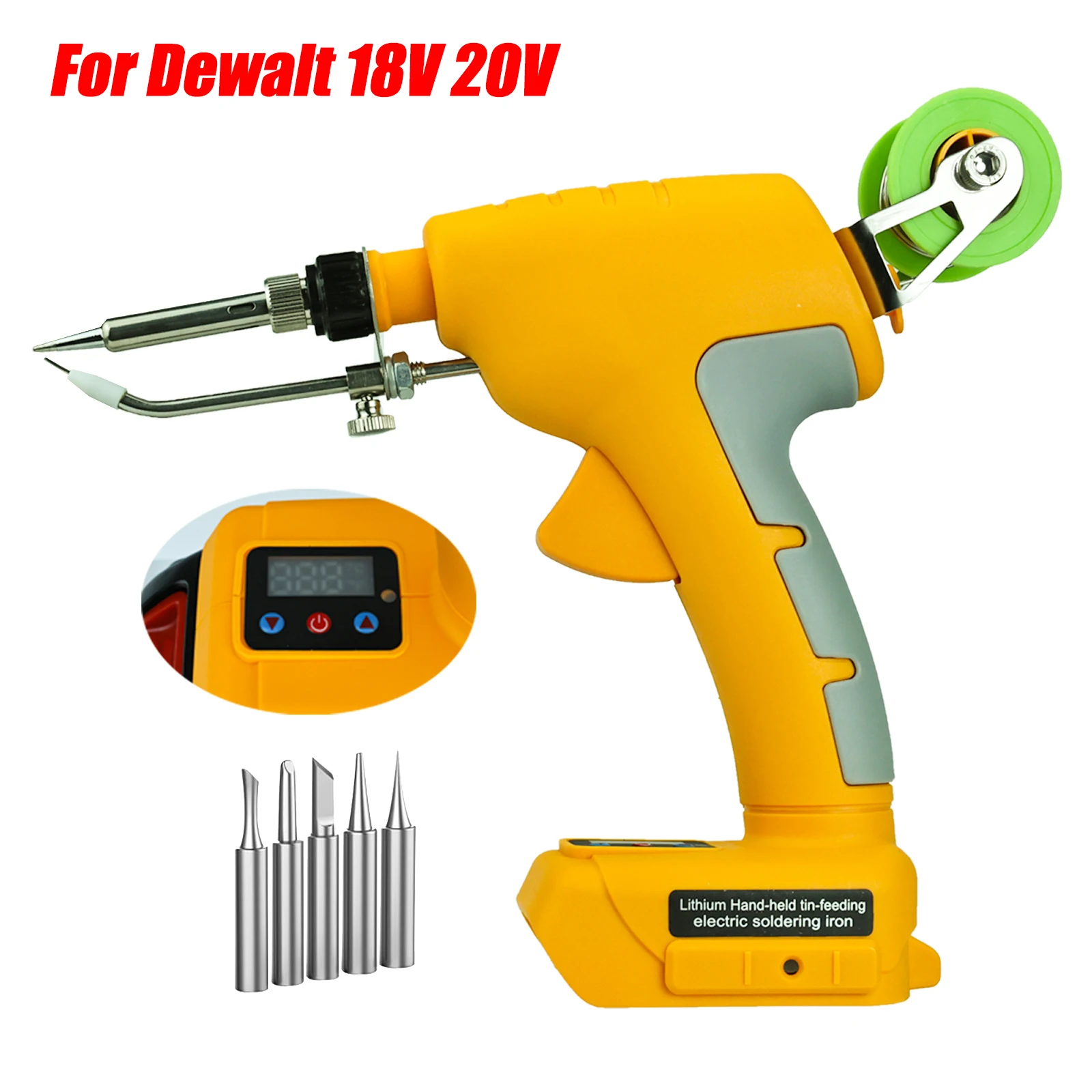 75W Cordless Solder Gun for Dewalt 18V 20V Li-ion Battery Fast Welding Tool with Digital Display Electric Soldering Iron Kit