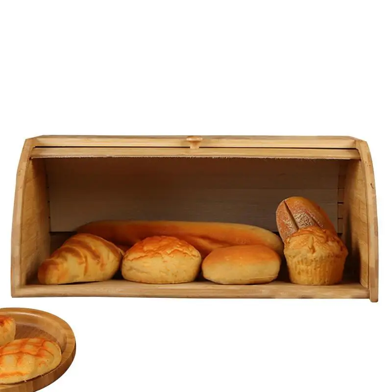 

Large Capacity Bamboo Bread Bin Box Kitchen Food Storage Containers Food Snack Storage Box For Countertop