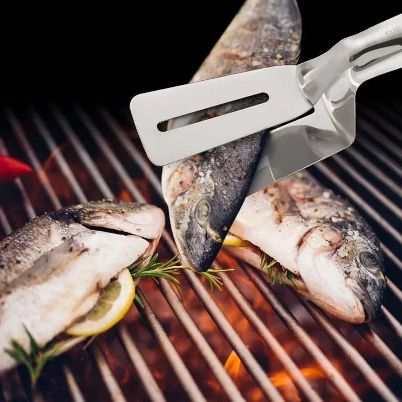 Stainless Steel Steak Clamps Kitchen Barbecue Food Flipping Spatula Tongs  Clip Burgers BBQ Pizza Pies Fish Kitchen Bread Tongs - AliExpress