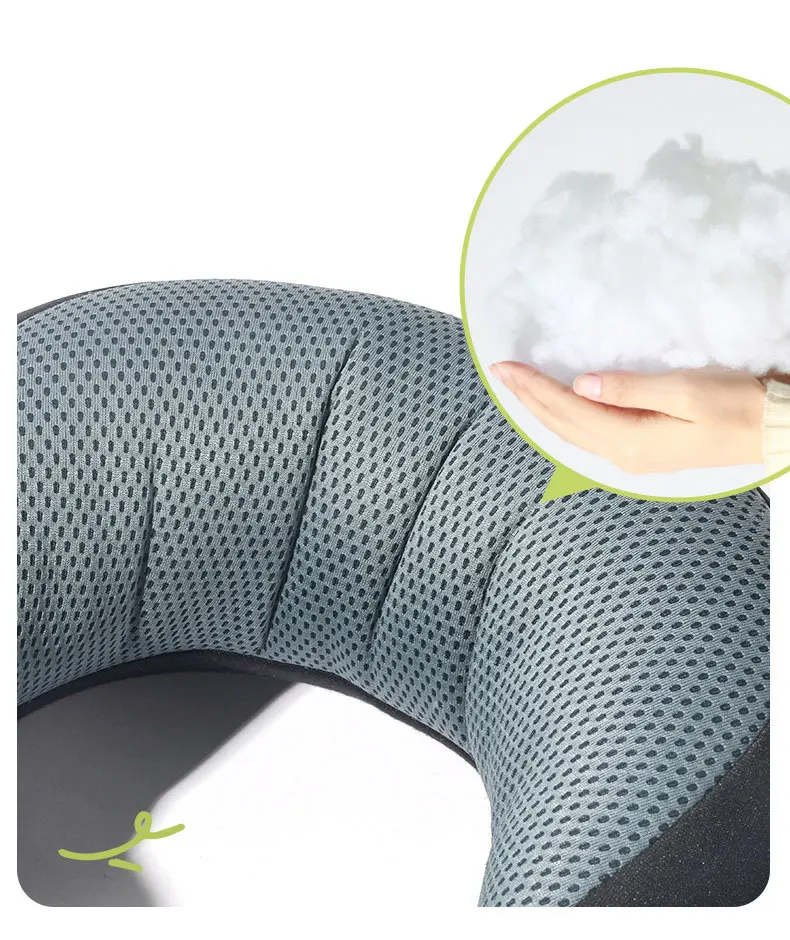 Detachable Black Storage Micro Fiber Inflatable Neck Pillow For Airplane Rest 6