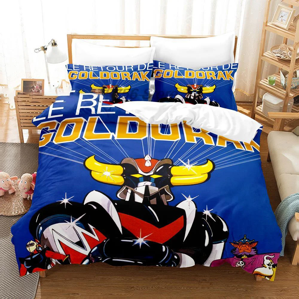 Goldorak Bedding Set 3D Printed Grendizer Duvet Cover 3Pcs Double Twin Full Queen King Adult Kids Bedclothes Quilt Cover