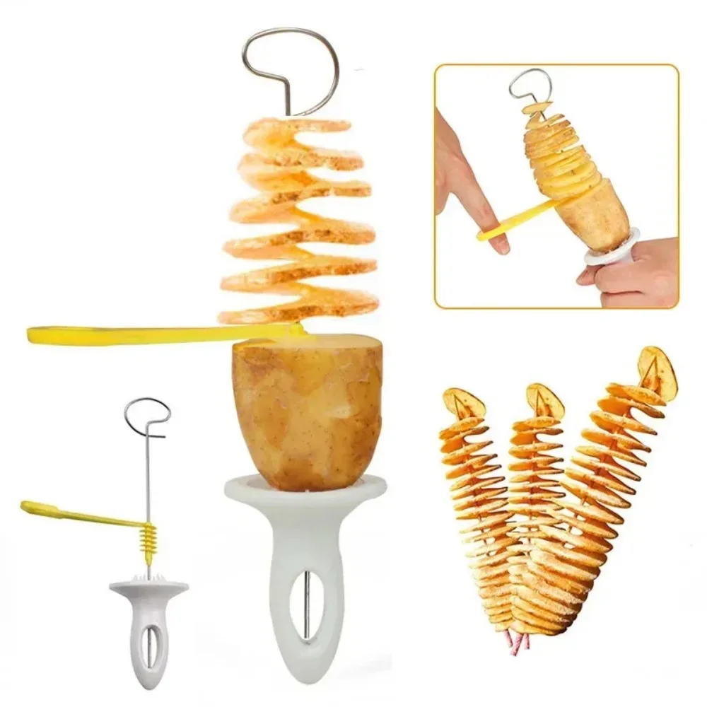 Stainless steel and plastic spiral potato slicer creative vegetable cutting kitchen gadget