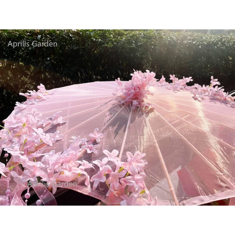 Pink Flowers Decorative Umbrella Hanfu Kimono Cosplay Photograph Props Craft OilPaper Umbrella Parasol Sakura Lace Umbrellas mini umbrella folding umbrella mini sun umbrella paper umbrella lace umbrella