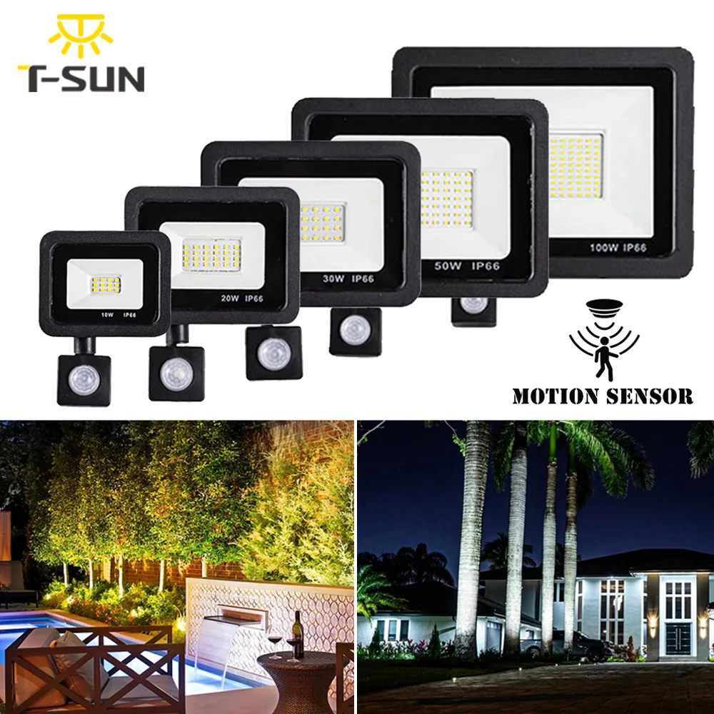 

LED Floodlight PIR Motion Sensor Spotlight Outdoor Wall Light Induction Waterproof Corridor Garden Lamp 10W 20W 30W 50W 100W