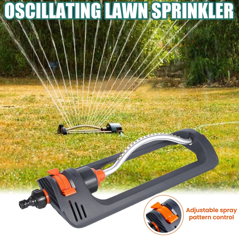 

Garden Swing Sprinkler with 19 Nozzles Yard Large Area Irrigation Oscillating Adjustable Lawn Park Watering System Accessories