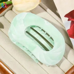 Elegant Marbling Acrylic Hair Claw Clips - Premium Oval Grip Barrettes (4)