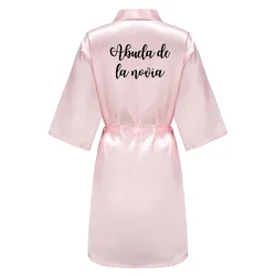 Elegant Light Pink Satin Bridal Robe - Women's Kimono Style for Weddings and Bridesmaid Parties (Pink1)