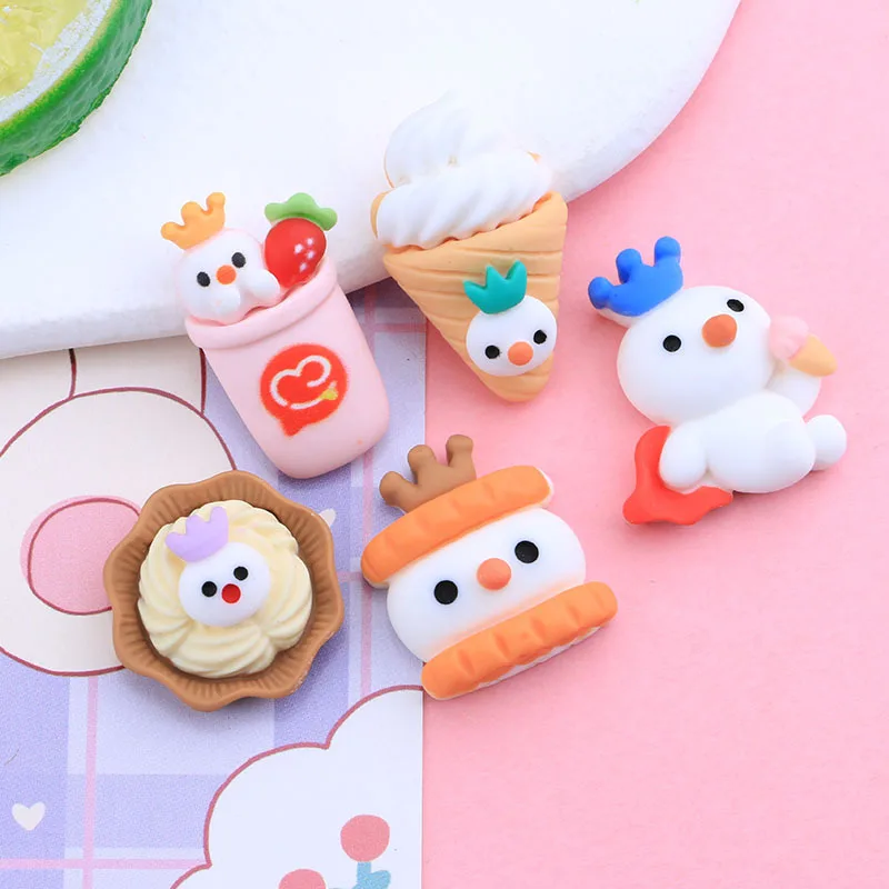 10Pcs Christmas Cute Snowman Mini Food Flatback Resin Cabochon Scrapbooking For Phone Decor Diy Embellishments Accessories