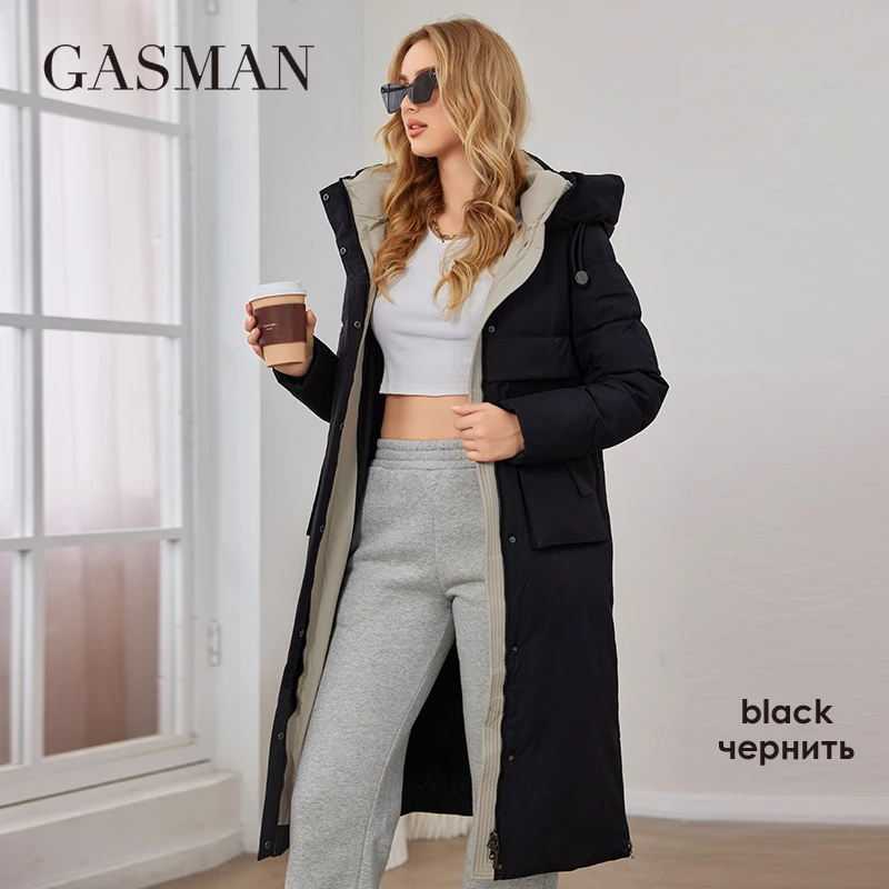 جاسمان-سترة طويلة بقلنسوة للنساء ، سترات دافئة ، م...