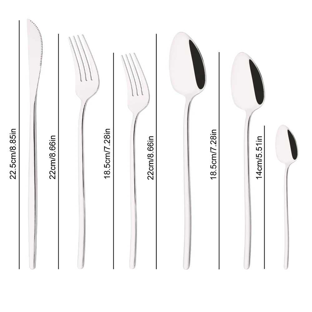 Description Picture 3 of item6Pcs Stainless Steel Cutlery Set Gold Tableware Dinnerware Set Fork Knife Teaspoon Dinner Silverware Kitchen Flatware Set