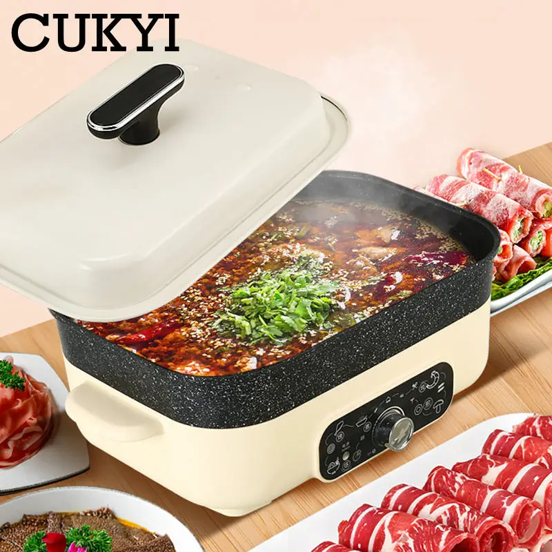 4L Multifunctional Electric Hotpot Thermostatic Multicooker Non-stick Skillet Frying pan Food Steamer barbecue grill Soup stewer 6